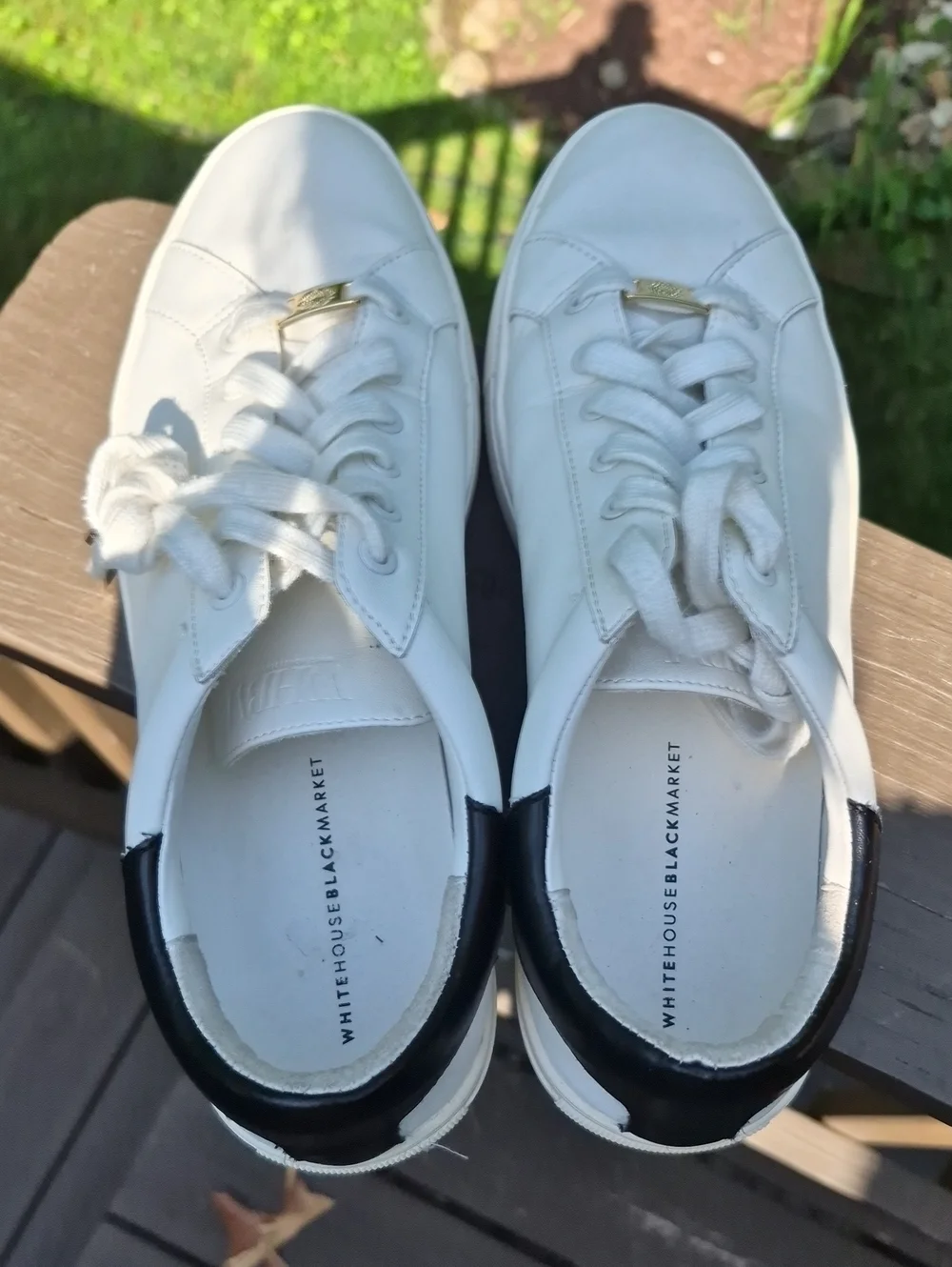 WHBM White black  Leather Fashion Women's Sneakers Kicks SZ 9M